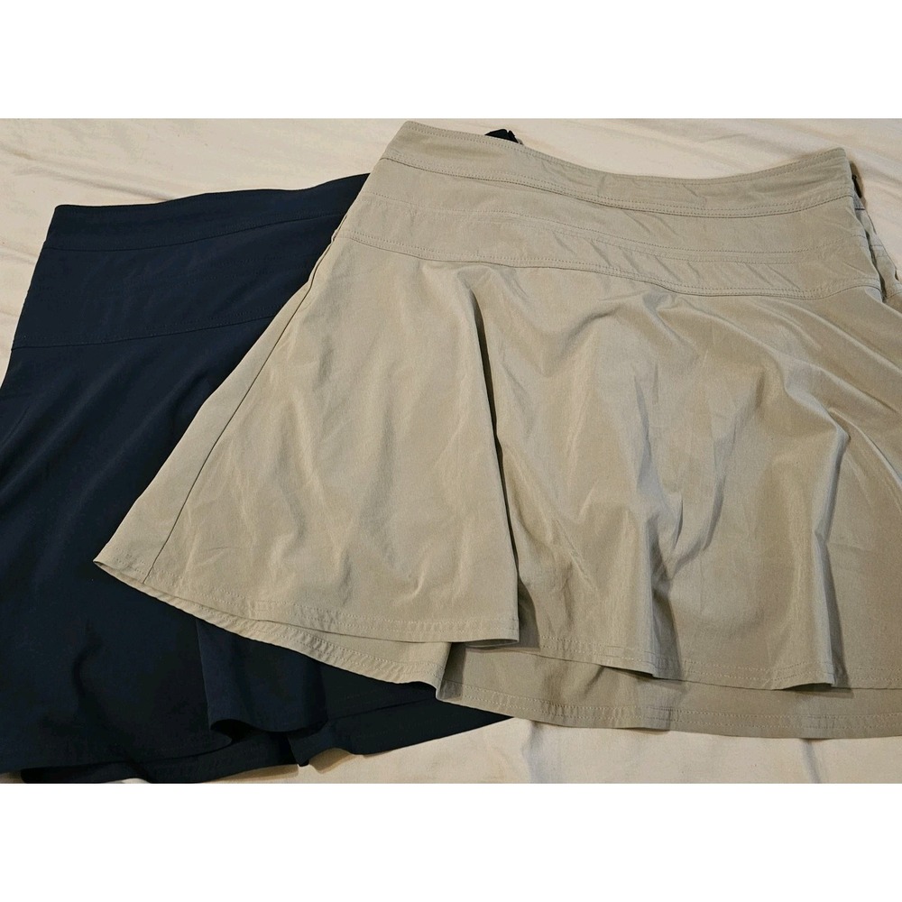 Lots Of 2 ATHLETA Women's Tan Taupe/Navy Everyday Skort Size 12 Golf Hiking